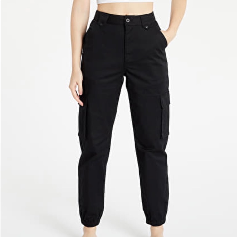 Vans Women’s Black Tanner Trouser Pant Elastic Waist Elastic Ankles Zipper Front